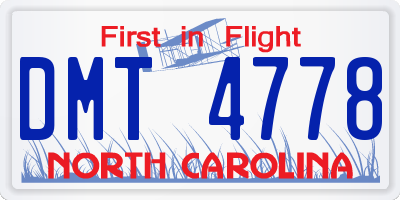 NC license plate DMT4778