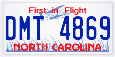 NC license plate DMT4869
