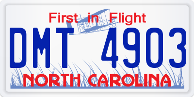 NC license plate DMT4903