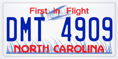 NC license plate DMT4909