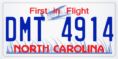 NC license plate DMT4914