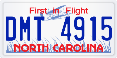 NC license plate DMT4915