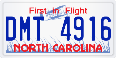 NC license plate DMT4916