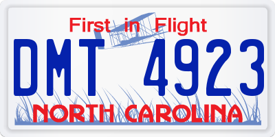 NC license plate DMT4923