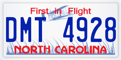NC license plate DMT4928