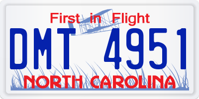 NC license plate DMT4951