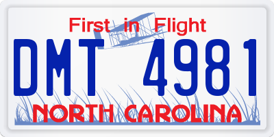 NC license plate DMT4981