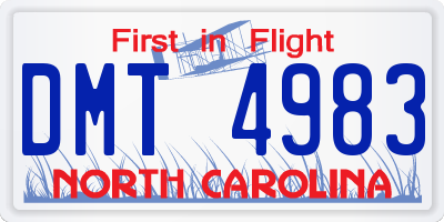 NC license plate DMT4983