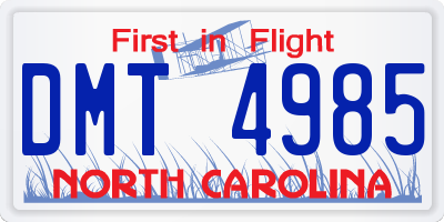 NC license plate DMT4985