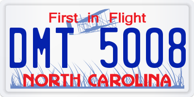 NC license plate DMT5008