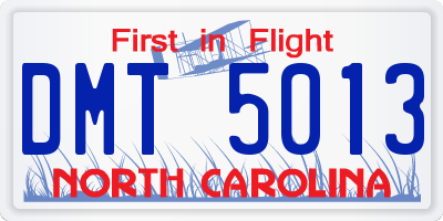 NC license plate DMT5013