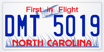 NC license plate DMT5019
