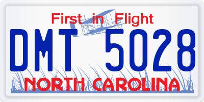 NC license plate DMT5028