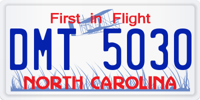 NC license plate DMT5030