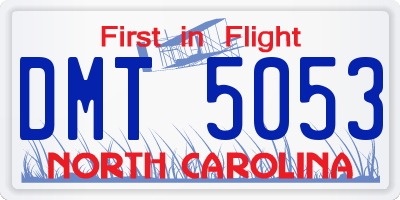 NC license plate DMT5053