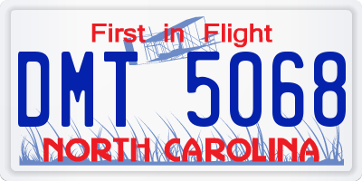 NC license plate DMT5068