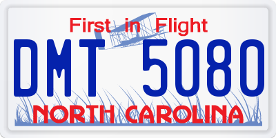 NC license plate DMT5080