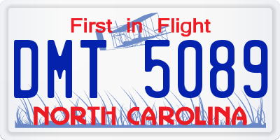 NC license plate DMT5089