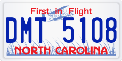 NC license plate DMT5108