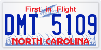 NC license plate DMT5109