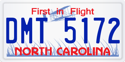 NC license plate DMT5172