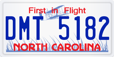 NC license plate DMT5182