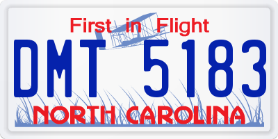 NC license plate DMT5183