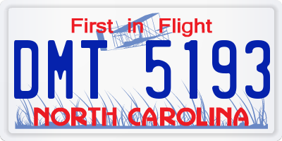 NC license plate DMT5193