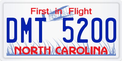 NC license plate DMT5200