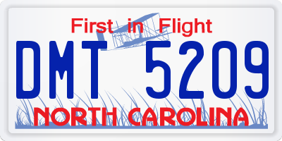 NC license plate DMT5209