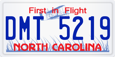 NC license plate DMT5219
