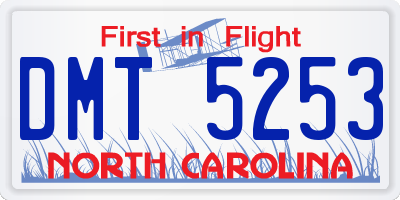 NC license plate DMT5253