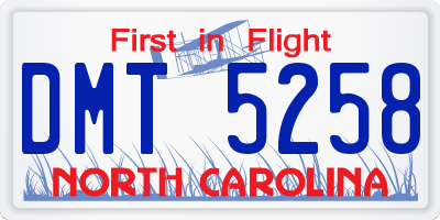 NC license plate DMT5258