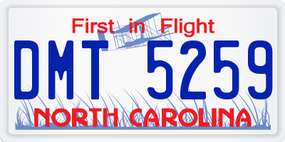NC license plate DMT5259
