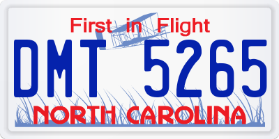 NC license plate DMT5265
