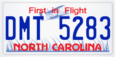 NC license plate DMT5283