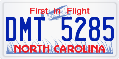 NC license plate DMT5285