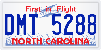 NC license plate DMT5288