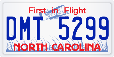 NC license plate DMT5299