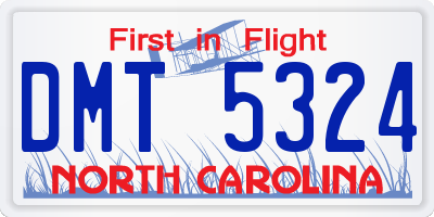 NC license plate DMT5324