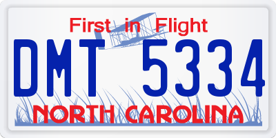 NC license plate DMT5334