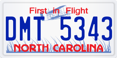 NC license plate DMT5343