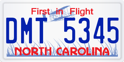 NC license plate DMT5345