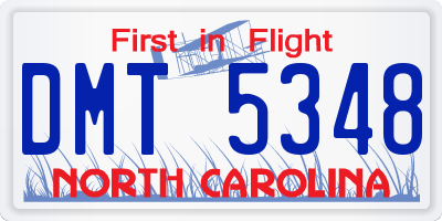 NC license plate DMT5348