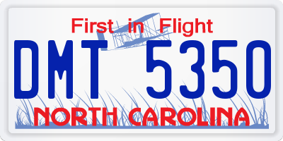 NC license plate DMT5350