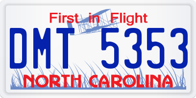 NC license plate DMT5353