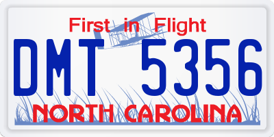 NC license plate DMT5356