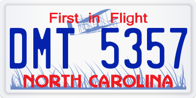 NC license plate DMT5357