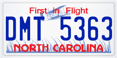 NC license plate DMT5363