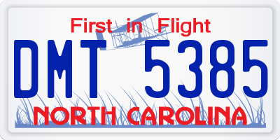 NC license plate DMT5385